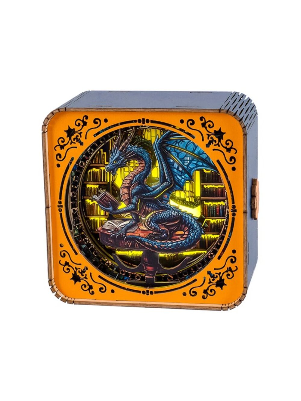 3D Wooden Puzzles Night Light Library's Dragon DIY Wooden Puzzles
